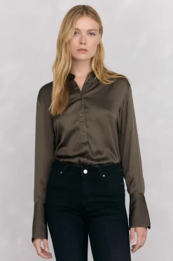 Pedro del Hierro Camisa satén lisa Verde