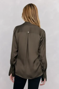 Pedro del Hierro Camisa satén lisa Verde