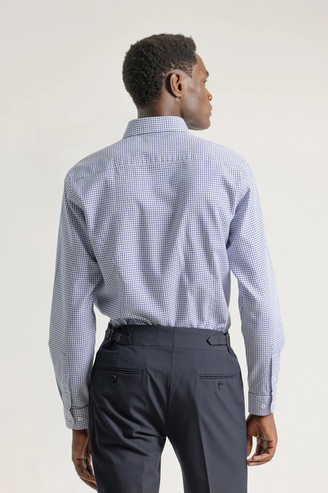 PuroEGO Camisa slim algodón cuadros Azul Outlet