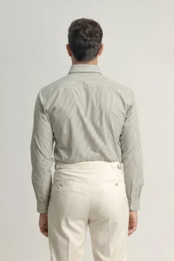 PuroEGO Camisa slim fit algodón rayas Verde