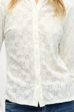 Object Camisa tejido bordado Blanco Clearance
