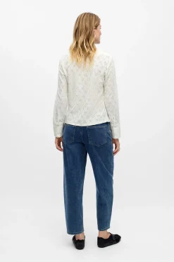 Object Camisa tejido bordado Blanco Clearance