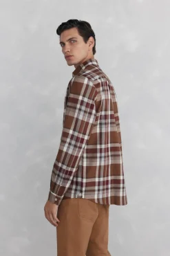 Pedro del Hierro Camisa twill cuadros Burdeos Clearance