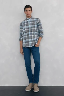 Pedro del Hierro Camisa twill cuadros Gris Hot