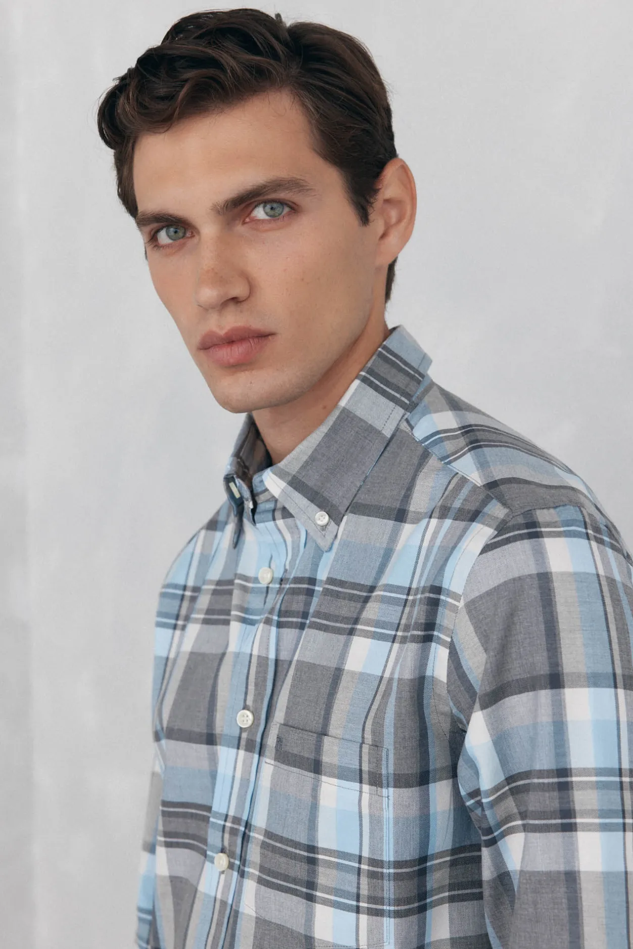 Pedro del Hierro Camisa twill cuadros Gris Hot
