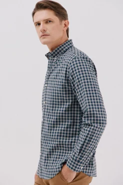 Cortefiel Camisa twill cuadros Azul marino New