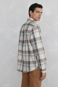 Pedro del Hierro Camisa twill cuadros Beige Outlet