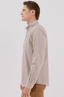 Cortefiel Camisa twill cuadros Estampado naranja Discount