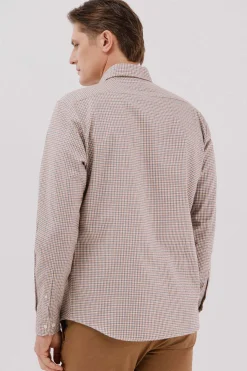 Cortefiel Camisa twill cuadros Estampado naranja Discount