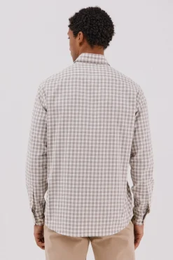 Cortefiel Camisa twill cuadros Beige Clearance