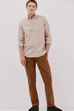 Cortefiel Camisa twill cuadros Camel New