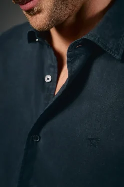 OOTO Camisa twill liso tencel algodón Azul marino