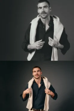 OOTO Camisa twill liso tencel algodón Azul marino