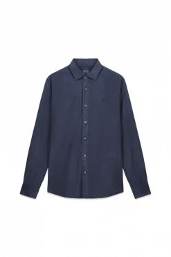 OOTO Camisa twill liso tencel algodón Azul marino