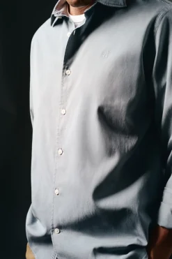 OOTO Camisa twill liso tencel algodón Azul Clearance