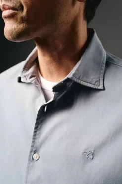 OOTO Camisa twill liso tencel algodón Azul Clearance