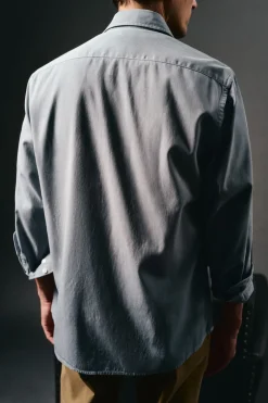 OOTO Camisa twill liso tencel algodón Azul Clearance