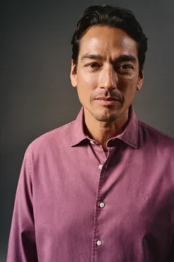 OOTO Camisa twill liso tencel algodón Vino Outlet