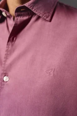 OOTO Camisa twill liso tencel algodón Vino Outlet