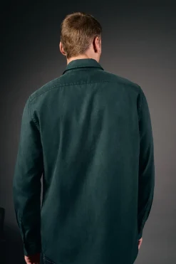 OOTO Camisa twill liso tencel algodón Verde oscuro Best