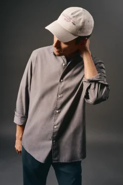 OOTO Camisa twill liso tencel algodón Gris Discount