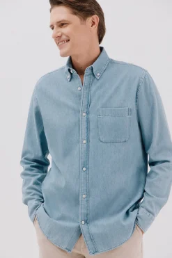 Cortefiel Camisa vaquera Azul Discount