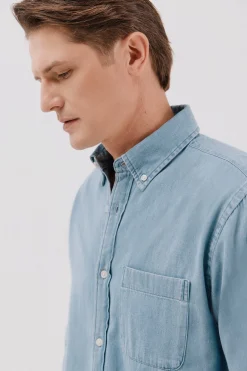 Cortefiel Camisa vaquera Azul Discount