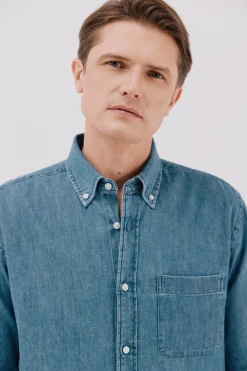 Cortefiel Camisa vaquera Azul marino Hot