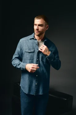 OOTO Camisa vaquera con bolsillos Azul