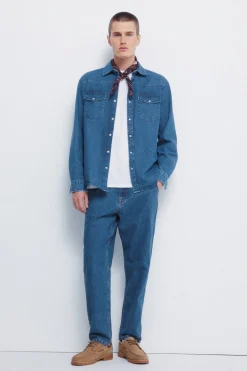Springfield Camisa vaquera con canesú azul Online
