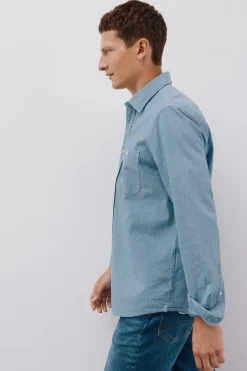 Cortefiel Camisa vaquera con dos bolsillos Azul Hot