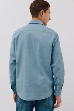 Cortefiel Camisa vaquera con dos bolsillos Azul Hot