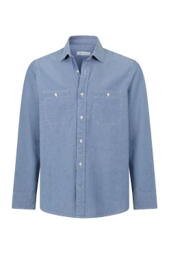 Cortefiel Camisa vaquera con dos bolsillos Azul Hot