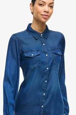 Vila Camisa vaquera manga larga Azul Online