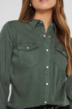Vila Camisa vaquera manga larga Kaki