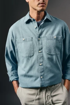 OOTO Camisa vaquera tejido espiga Azul Hot