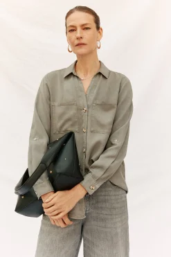 Cortefiel camisa vaquera tencel Verde