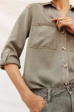 Cortefiel camisa vaquera tencel Verde