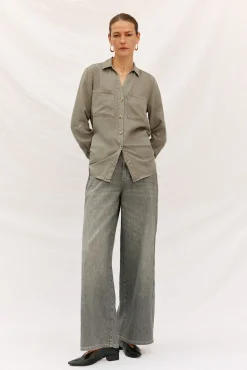 Cortefiel camisa vaquera tencel Verde