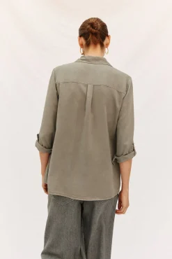 Cortefiel camisa vaquera tencel Verde