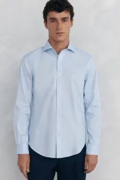 Pedro del Hierro Camisa vestir estructura non iron + antimanchas slim fit Azul Clearance