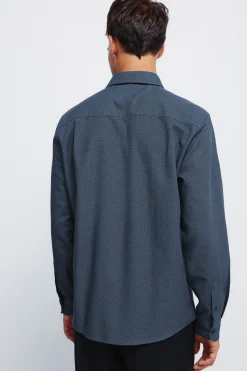 Springfield Camisa vestir estructura bicolor azul Outlet