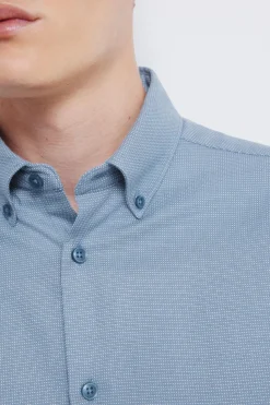 Springfield Camisa vestir estructura bicolor azul