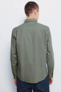 Springfield Camisa vestir estructura bicolor kaki New