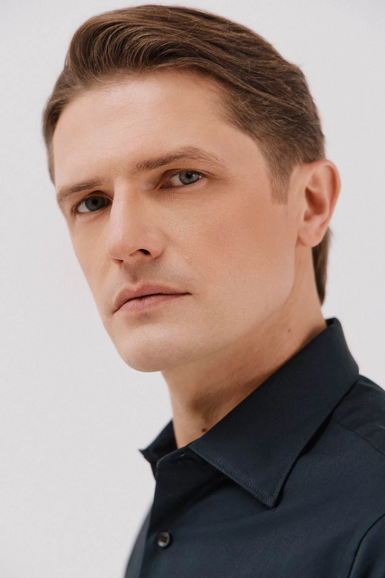 Cortefiel Camisa vestir lisa algodón tencel Azul marino Best