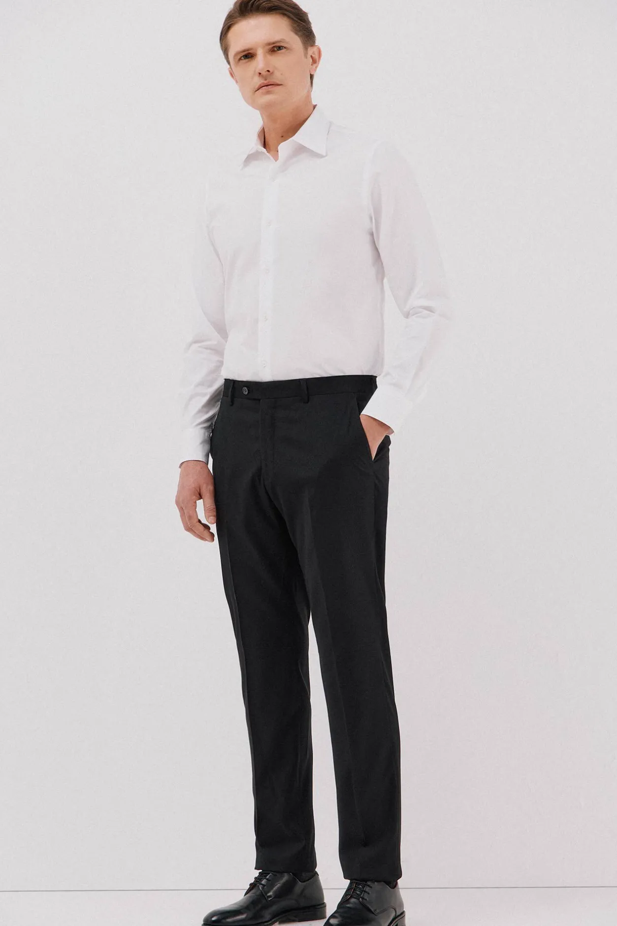 Cortefiel Camisa vestir lisa algodón tencel Blanco Sale