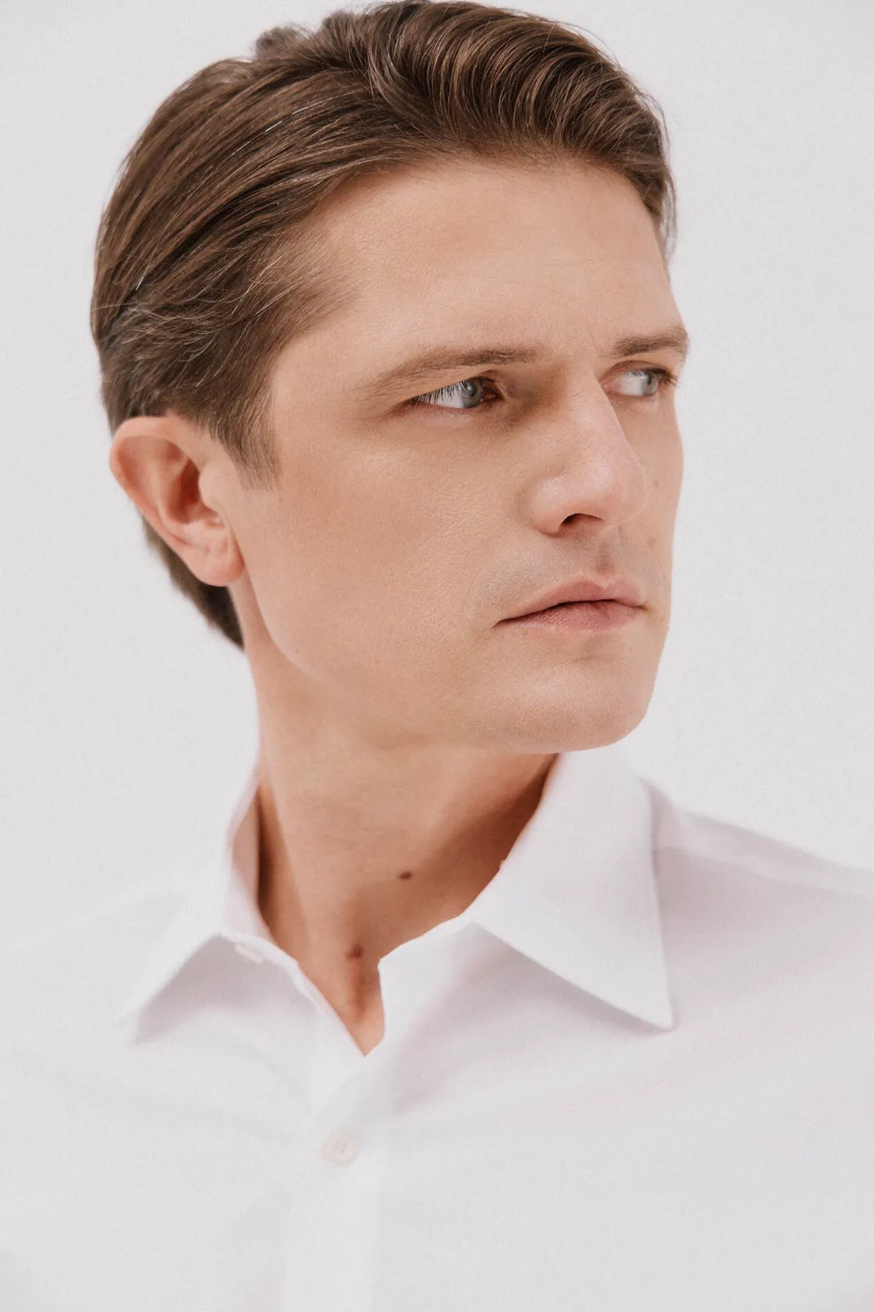 Cortefiel Camisa vestir lisa algodón tencel Blanco Sale