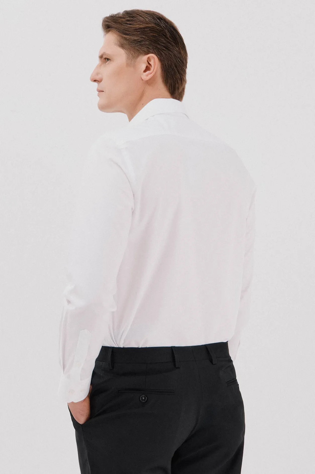 Cortefiel Camisa vestir lisa algodón tencel Blanco Sale