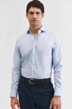 Cortefiel Camisa vestir lisa fácil plancha Azul Discount