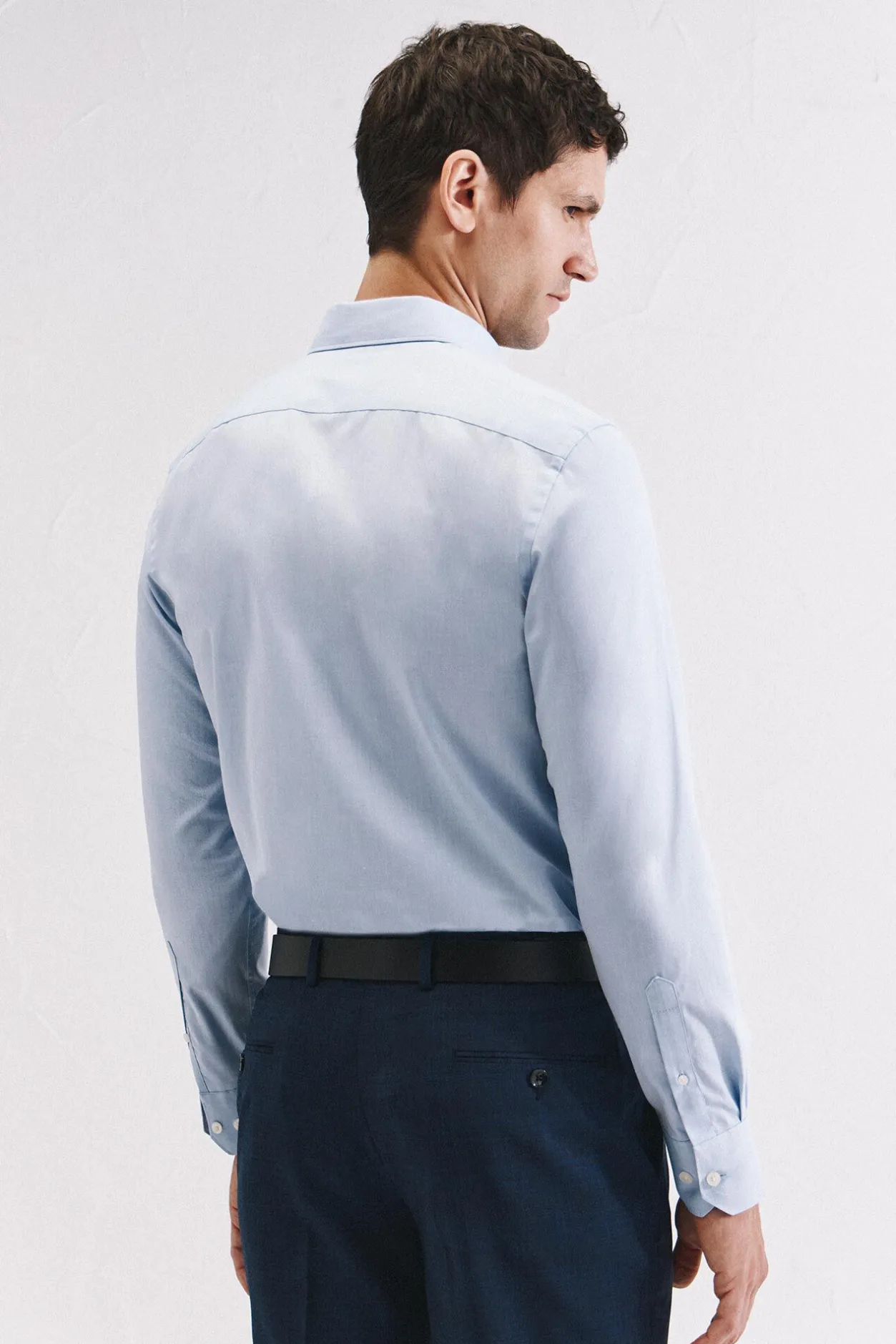 Cortefiel Camisa vestir lisa fácil plancha Azul Discount